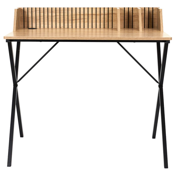Home Deco Factory Escritorio Klaus Madera y Hierro con Pasacables 90x50 cm