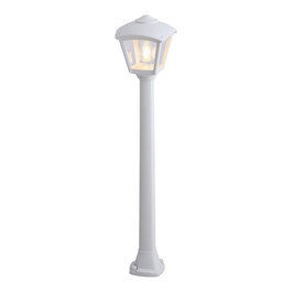 Fumagalli Farol Baliza con Poste Giaffa/Roby, Blanco, E27, IP55, Cristal Transparente, Resina UV, Incluye Fijación, 195x195x945 mm