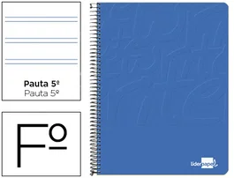 Liderpapel Cuaderno espiral write folio tapa blanda 80 hojas 60gr pauta 2,5 mm con margen color azul