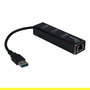 Inter-Tech IT-310 Hub USB 3.0 de 3 Puertos con RJ45 Gigabit LAN y Ethernet Pasivo Negro