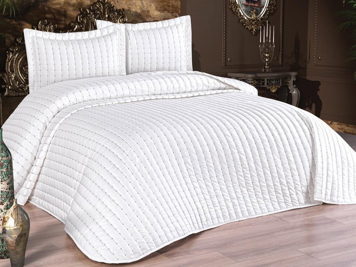 L'essentiel linge de maison Dublin - Cream Juego de Colcha 250x260cm y 2 Fundas Almohada 55x75cm Algodón 100% Color Crema