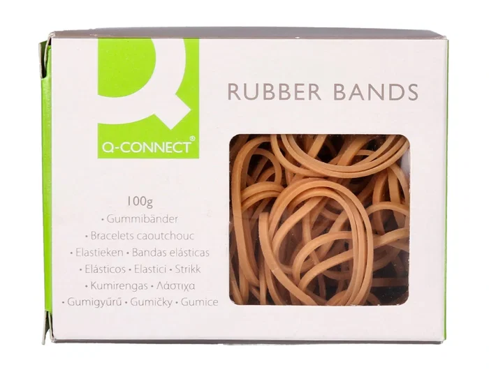 Q-connect Gomillas Elásticas Caja 100 gr Número 5 50 x 2 mm Alta Calidad Caucho Resistente