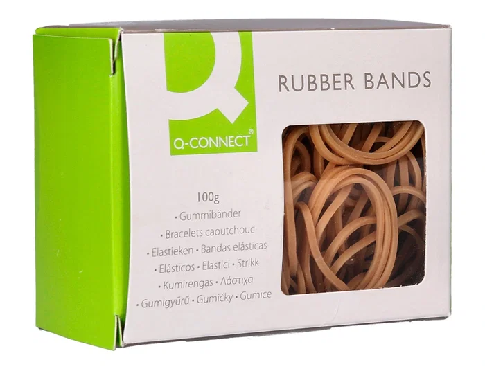 Q-connect Gomillas Elásticas Caja 100 gr Número 5 50 x 2 mm Alta Calidad Caucho Resistente