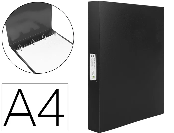 Liderpapel Carpeta de 4 anillas 25 mm Negro Opaco DIN A4 Liderpapel Carpeta de 4 anillas 25 mm Negro Opaco DIN A4