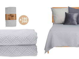Giftdecor Colcha Cama Geometrico Gris 180x260 cm (Set de 4)