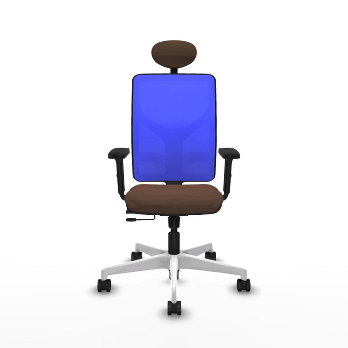 PIQUERAS Y CRESPO Silla de oficina Motilla con mecanismo Sincro/Traslack, Azul y Marrón oscuro