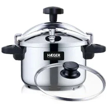 Haeger PC-8SS.020A Olla a Presión de Acero Inoxidable 8 Litros 24 cm - Compatible con Inducción, Gas, Eléctrica y Cerámica