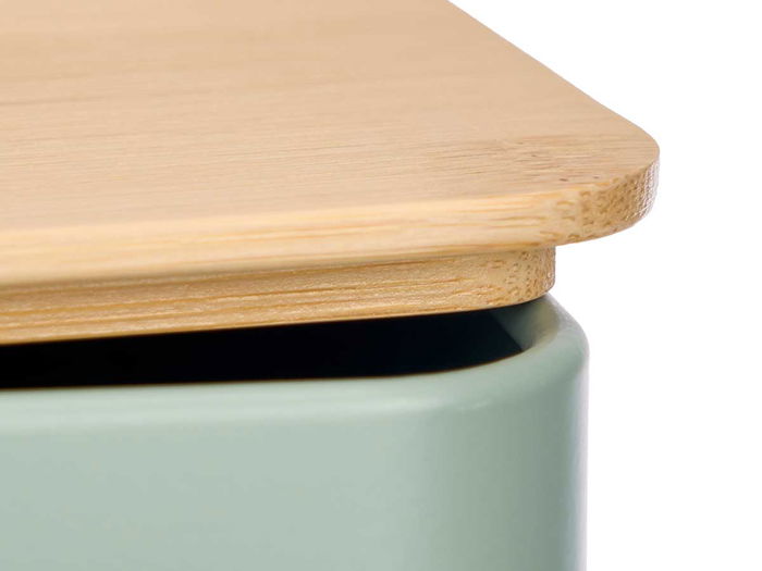 Kinvara Caja Pan Tapa Bambú Metal Verde Menta 33 x 12.5 x 18.5 cm (Set de 4) Kinvara Caja Pan Tapa Bambú Metal Verde Menta 33 x 12.5 x 18.5 cm (Set de 4)