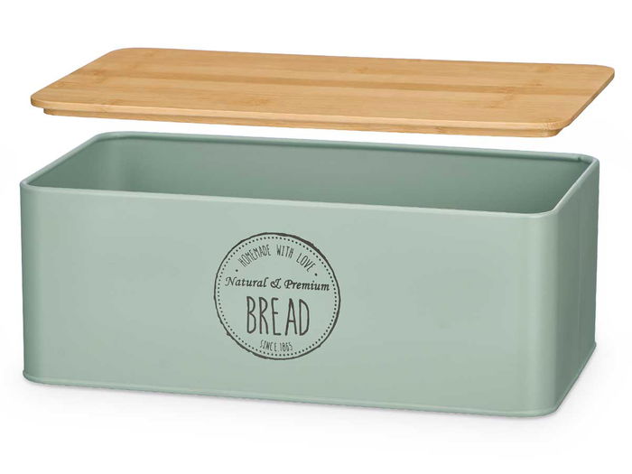 Kinvara Caja Pan Tapa Bambú Metal Verde Menta 33 x 12.5 x 18.5 cm (Set de 4) Kinvara Caja Pan Tapa Bambú Metal Verde Menta 33 x 12.5 x 18.5 cm (Set de 4)
