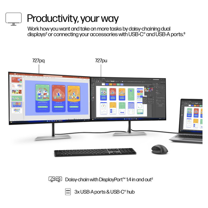 HP Monitor Series 7 Pro 727pq 27 pulg. QHD IPS Black Black