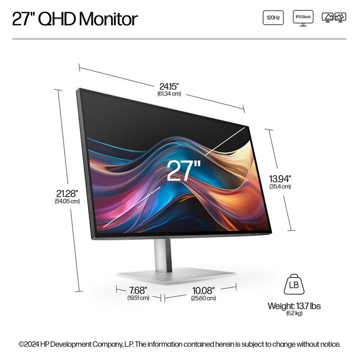 HP Monitor Series 7 Pro 727pq 27 pulg. QHD IPS Black Black