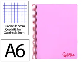 Liderpapel Cuaderno Espiral A6 Micro Wonder Tapa Plástico 120 Hojas 90 gr Cuadro 5mm 4 Bandas Color Violeta