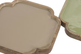 DKD Home Decor Bandeja de Mango Lacado Surtido Beige y Verde (Pack de 2) inevitable