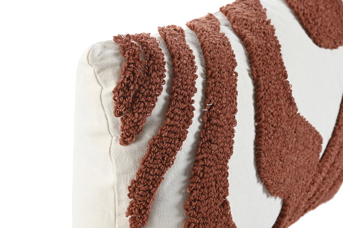 DKD Home Decor Cojín Urban 8x30x50 cm Blanco Terracota Poliéster y Algodón 2 Unidades
