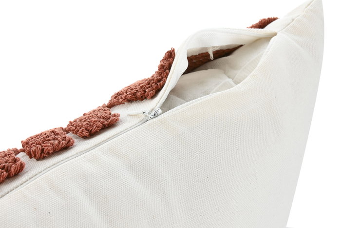 DKD Home Decor Cojín Urban 8x30x50 cm Blanco Terracota Poliéster y Algodón 2 Unidades