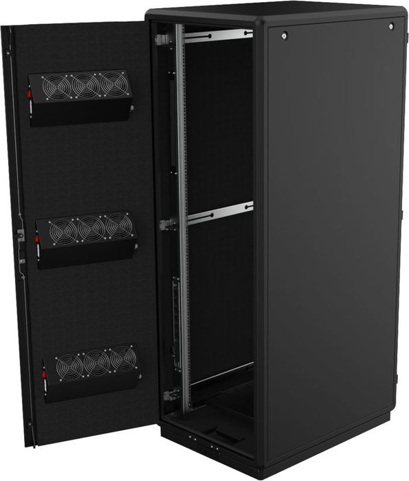 Lanview Logon RDLAK36U751BL Armario Rack 19" 36U Insonorizado 750x1000mm Negro con Puerta de Cristal 8mm, 9 Ventiladores, PDU y Estante