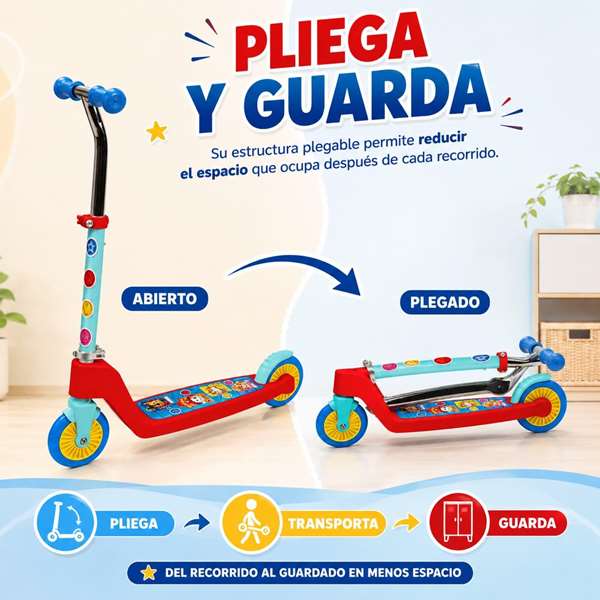 JugaToys Patinete 2 ruedas plegable Paw Patrol