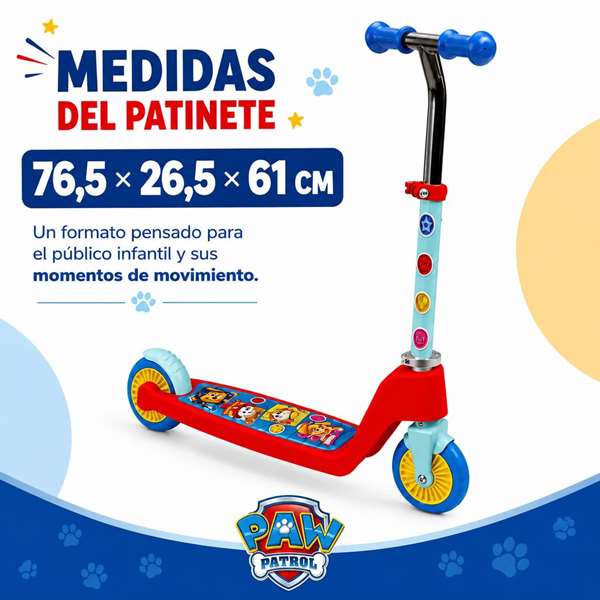 JugaToys Patinete 2 ruedas plegable Paw Patrol