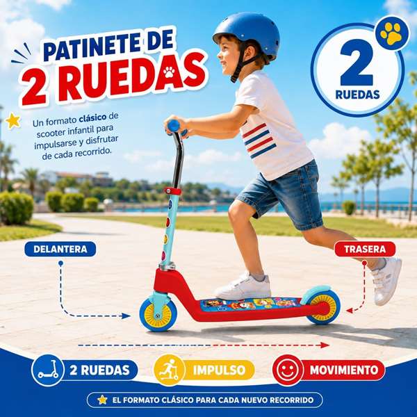 JugaToys Patinete 2 ruedas plegable Paw Patrol