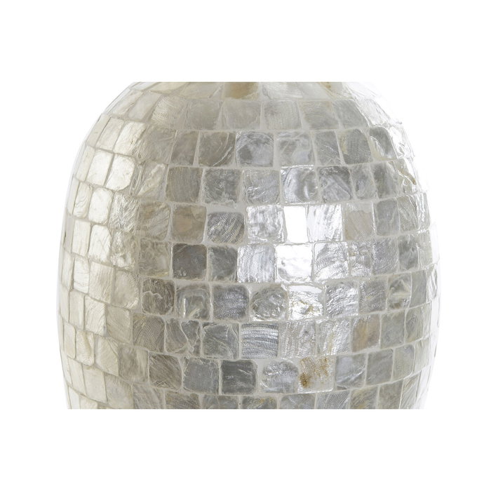 Jarrón DKD Home Decor Blanco Bambú Nácar Mediterráneo 23 x 23 x 41,5 cm