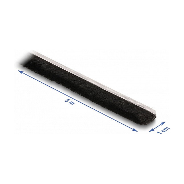 DeLOCK Tira de Cepillo Autoadhesiva 10 mm - 5 m Negro