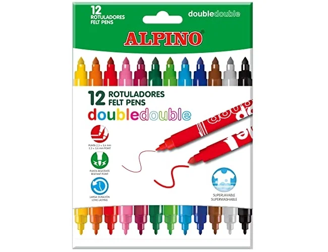 Alpino Double Double Rotuladores de Doble Punta, Colores Surtidos (12 unidades)
