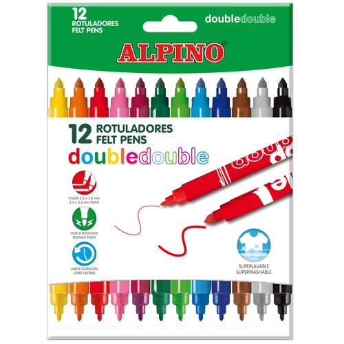Alpino Double Double Rotuladores de Doble Punta, Colores Surtidos (12 unidades)