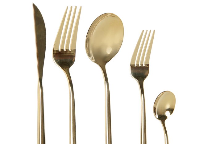 DKD Home Decor Set de Cubertería 20 Piezas Inox Dorado Chic