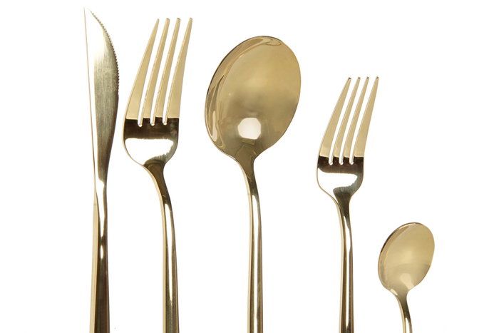 DKD Home Decor Set de Cubertería 20 Piezas Inox Dorado Chic