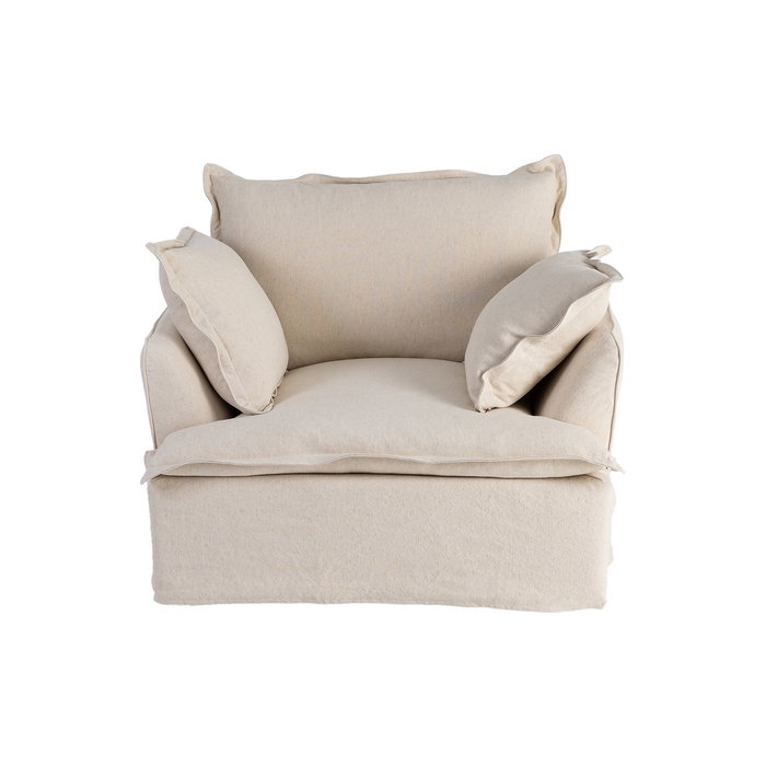 Sillón Beige Madera / Tejido Salón 115 X 109 X 97 cm