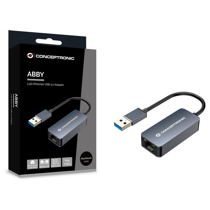 Conceptronic Adaptador USB 3.0 a RJ45 2,5G ABBY12G Gris Conceptronic Adaptador USB 3.0 a RJ45 2,5G ABBY12G Gris