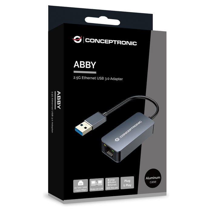 Conceptronic Adaptador USB 3.0 a RJ45 2,5G ABBY12G Gris Conceptronic Adaptador USB 3.0 a RJ45 2,5G ABBY12G Gris