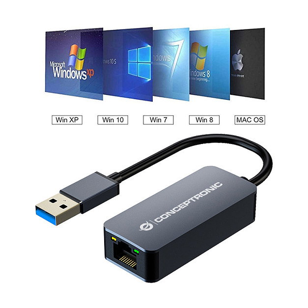 Conceptronic Adaptador USB 3.0 a RJ45 2,5G ABBY12G Gris Conceptronic Adaptador USB 3.0 a RJ45 2,5G ABBY12G Gris