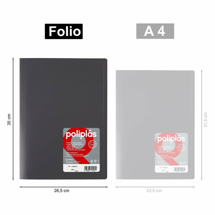 Grafoplás Carpeta con 20 Fundas Poliplás Soldadas Folio Azul Soft