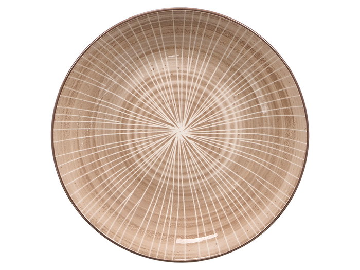 Vessia Plato Hondo de Porcelana, Diseño a Rayas, Color Marrón, Diámetro 20 cm (Set de 24)
