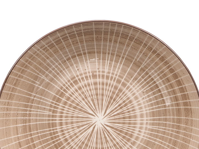 Vessia Plato Hondo de Porcelana, Diseño a Rayas, Color Marrón, Diámetro 20 cm (Set de 24)