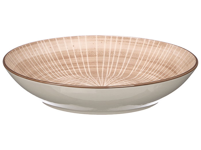 Vessia Plato Hondo de Porcelana, Diseño a Rayas, Color Marrón, Diámetro 20 cm (Set de 24)