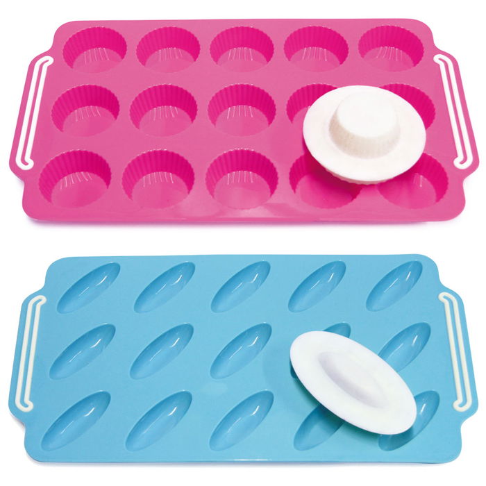 Lily Cook Molde Tartaletas con Cortador de Silicona, 15 Cavidades, Apto Horno, 33x19 cm