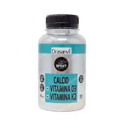 Drasanvi Calcio Vitamina D3+K2 90 Comprimidos - Complemento Alimenticio para Huesos con Vitamina D3 y K2, Alga Marina y Bisglicinato