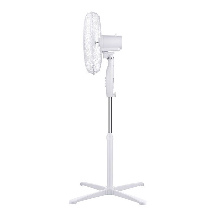 Edm - Pack de 2 Ventiladores de Pie Blancos, 38 W, 3 Velocidades, Ø40 cm, Cabezal Oscilante, Altura Regulable 98-122 cm, Rejilla de Seguridad, Silencioso 30 dB, Flujo Aire 3130 m³/h