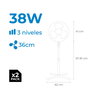 Edm - Pack de 2 Ventiladores de Pie Blancos, 38 W, 3 Velocidades, Ø40 cm, Cabezal Oscilante, Altura Regulable 98-122 cm, Rejilla de Seguridad, Silencioso 30 dB, Flujo Aire 3130 m³/h