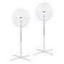 Edm - Pack de 2 Ventiladores de Pie Blancos, 38 W, 3 Velocidades, Ø40 cm, Cabezal Oscilante, Altura Regulable 98-122 cm, Rejilla de Seguridad, Silencioso 30 dB, Flujo Aire 3130 m³/h