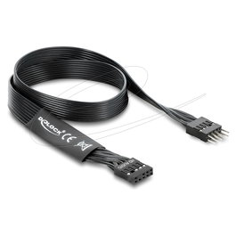 DeLOCK Cable de Extension HD Audio 86055, 9 Pines, 0.5 m, Negro, para Conectar Placa Base