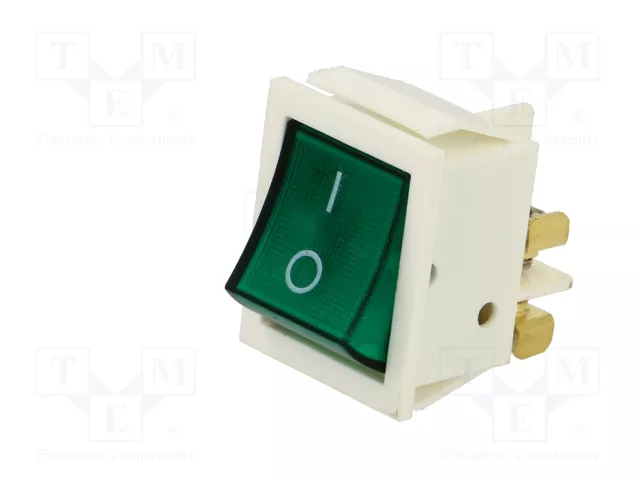ORNO Interruptor tipo Rocker DPST Verde/Blanco 16A 250VAC
