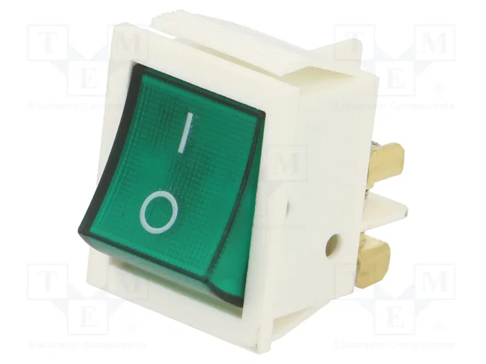 ORNO Interruptor tipo Rocker DPST Verde/Blanco 16A 250VAC