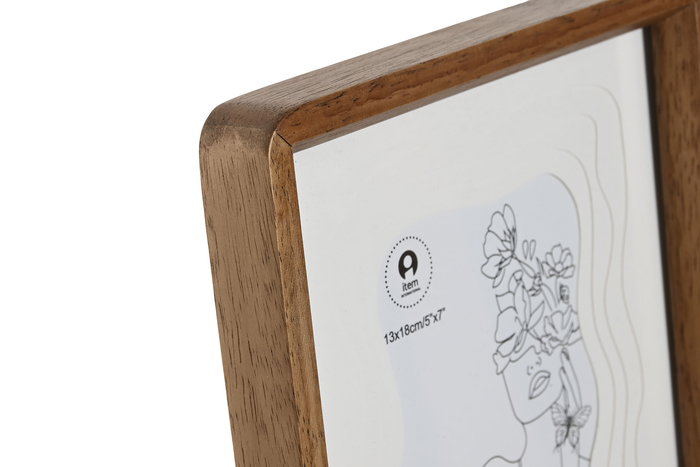 DKD Home Decor Marco de Foto 13X18 Acacia y Cristal Marron Blanco 2.8 x 25 x 20 cm (4 Unidades)