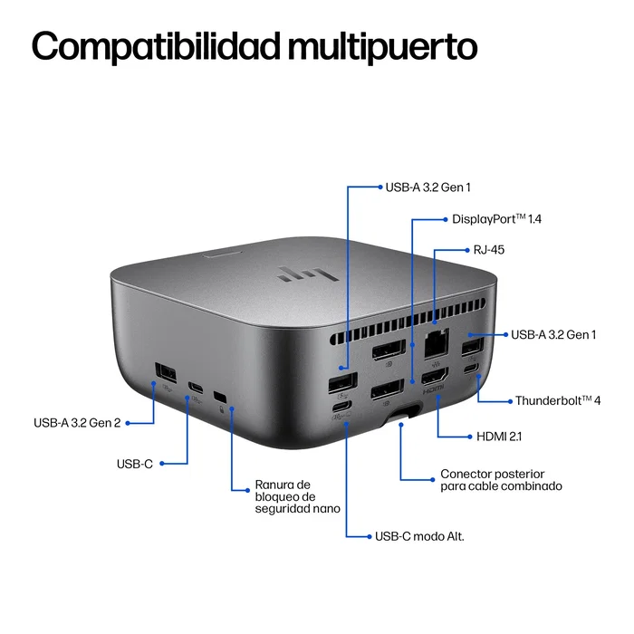 HP Thunderbolt 4 Ultra 180W G6 Dock Gris HP Thunderbolt 4 Ultra 180W G6 Dock Gris