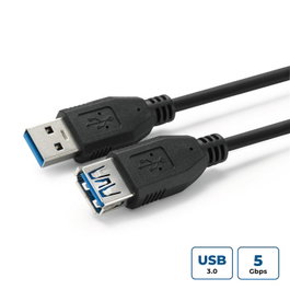 MicroConnect Cable de Extensión USB 3.2 Gen 1, 1m, Negro