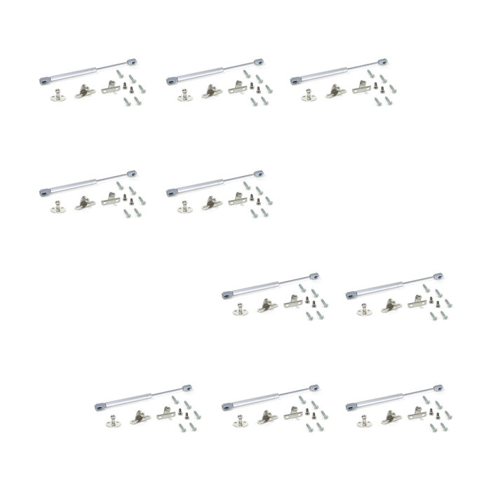Emuca Lote de 10 pistones para puertas elevables H, 5kg, recorrido 80mm, con enganches, Acero y Plástico, Gris metalizado Emuca Lote de 10 pistones para puertas elevables H, 5kg, recorrido 80mm, con enganches, Acero y Plástico, Gris metalizado