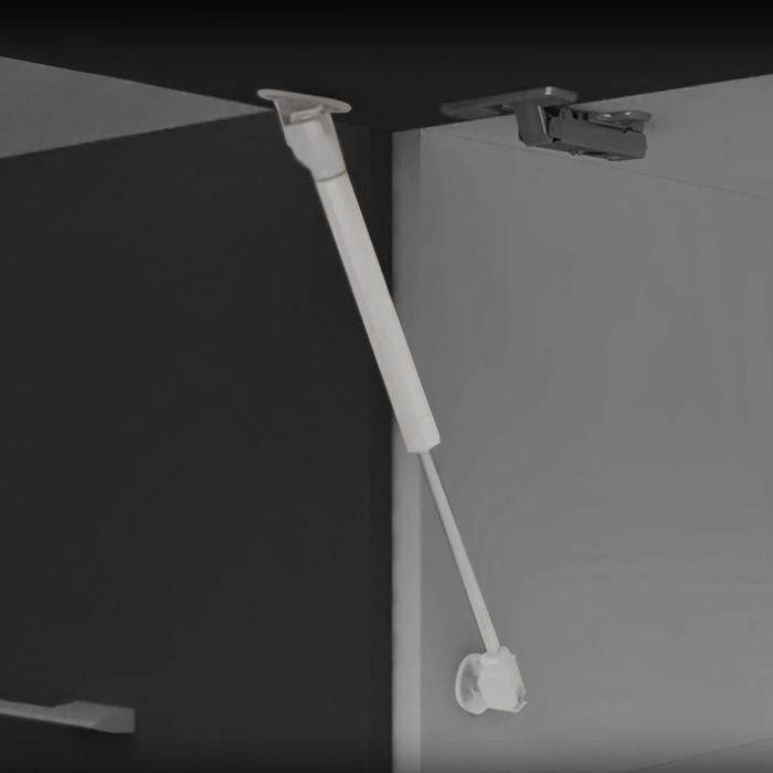 Emuca Lote de 10 pistones para puertas elevables H, 5kg, recorrido 80mm, con enganches, Acero y Plástico, Gris metalizado Emuca Lote de 10 pistones para puertas elevables H, 5kg, recorrido 80mm, con enganches, Acero y Plástico, Gris metalizado